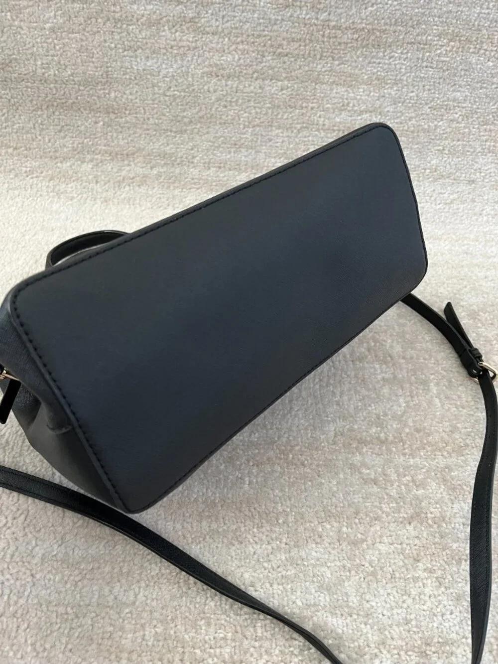 Kate Spade Laurel Way Evangelie Black Saffiano Leather Satchel Crossbody Bag